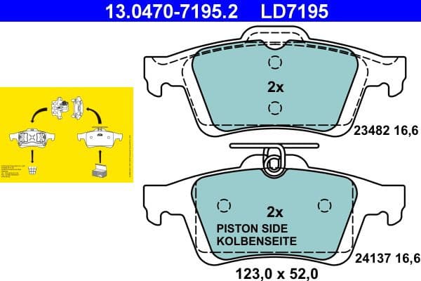 Brake Pad Set, disc brake ATE Ceramic 13.0470-7195.2 - image 2