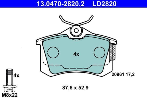 Brake Pad Set, disc brake ATE Ceramic 13.0470-2820.2 - image 2