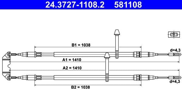 Cable Pull, parking brake 24.3727-1108.2 - image 2