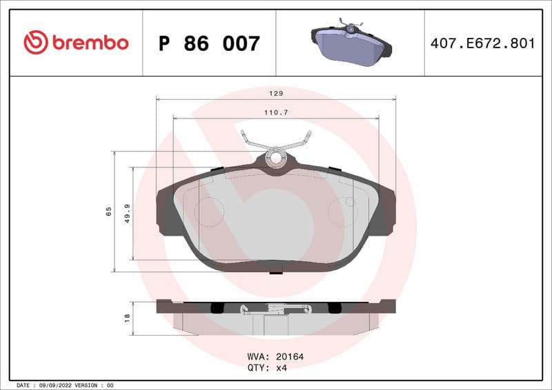 Brake Pad Set, disc brake PRIME LINE P86007 - image 3