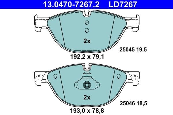 Brake Pad Set, disc brake ATE Ceramic 13.0470-7267.2 - image 2