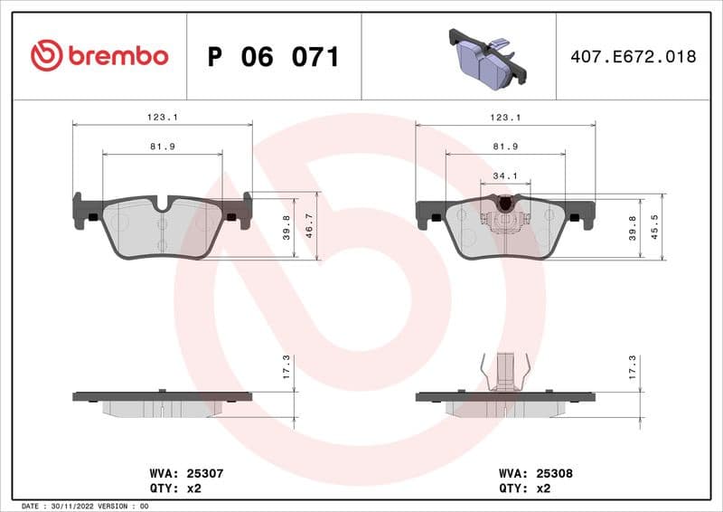 Brake Pad Set, disc brake XTRA LINE P06071X - image 3