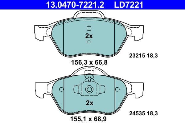 Brake Pad Set, disc brake ATE Ceramic 13.0470-7221.2 - image 2