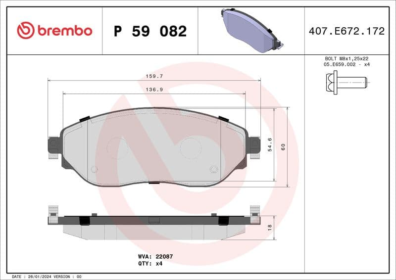 Brake pads front, Top Quality P59082 - image 4