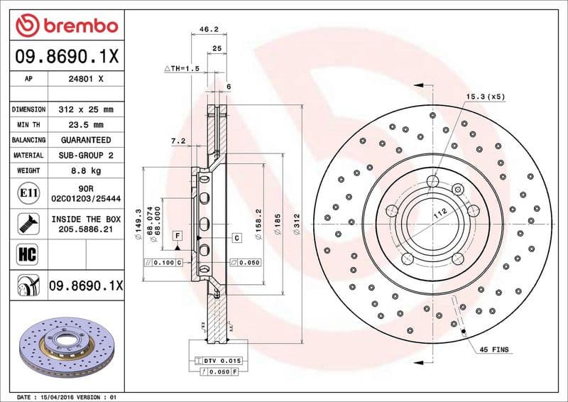 Brake Disc XTRA LINE - Xtra 09.8690.1X - image 3