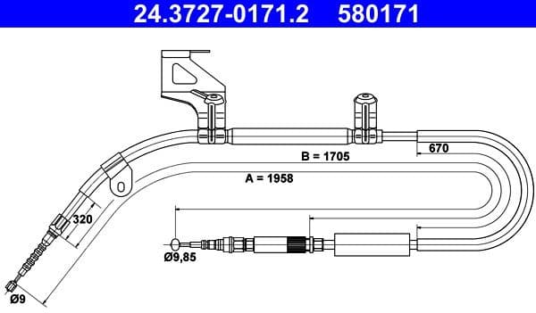 Cable Pull, parking brake 24.3727-0171.2 - image 2
