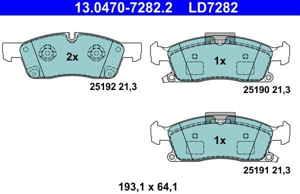 Brake Pad Set, disc brake ATE Ceramic 13.0470-7282.2 - image 2
