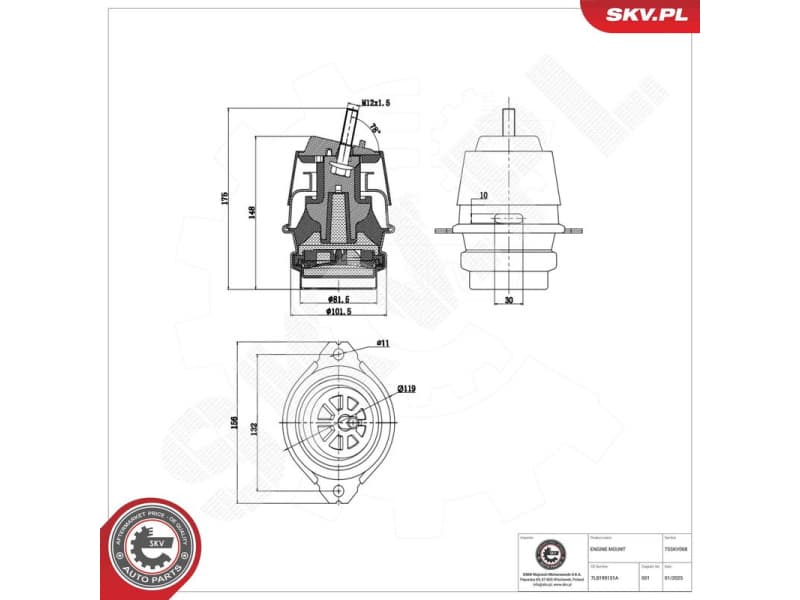 Mounting, engine 75SKV068