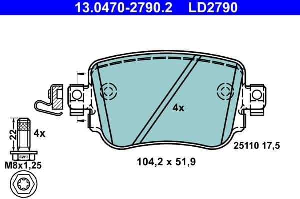 Brake Pad Set, disc brake ATE Ceramic 13.0470-2790.2 - image 2