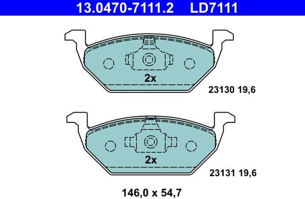 Brake Pad Set, disc brake ATE Ceramic 13.0470-7111.2 - image 2