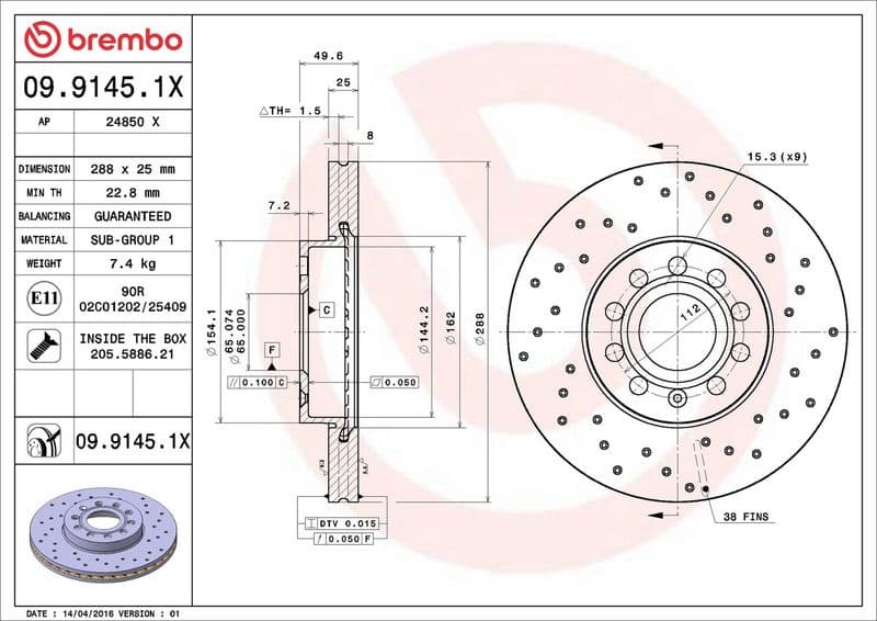 Brake Disc XTRA LINE - Xtra 09.9145.1X - image 3