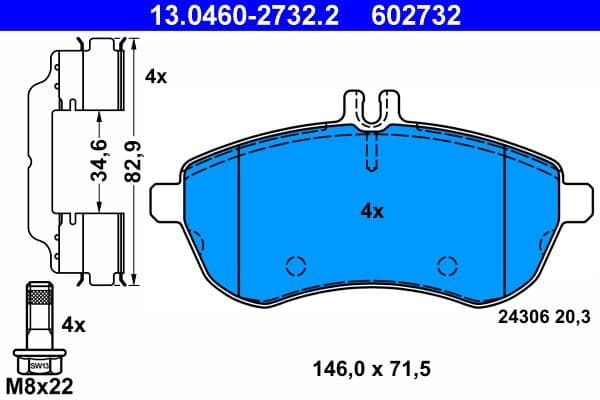 Brake Pad Set, disc brake 13.0460-2732.2 - image 2