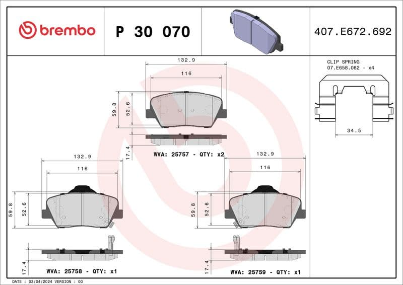 Brake Pad Set, disc brake PRIME LINE P 30 070 - image 3