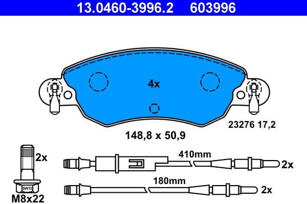 Brake Pad Set, disc brake 13.0460-3996.2 - image 2