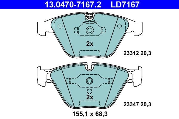 Brake Pad Set, disc brake ATE Ceramic 13.0470-7167.2 - image 2