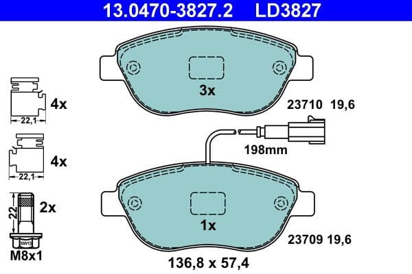 Brake Pad Set, disc brake ATE Ceramic 13.0470-3827.2 - image 3