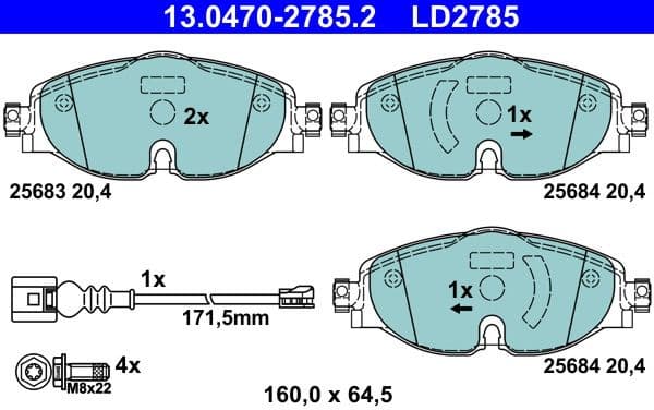 Brake Pad Set, disc brake ATE Ceramic 13.0470-2785.2 - image 2