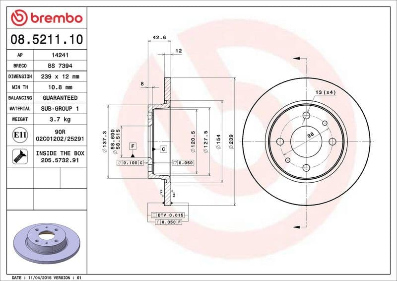 Brake Disc PRIME LINE 08.5211.10 - image 3