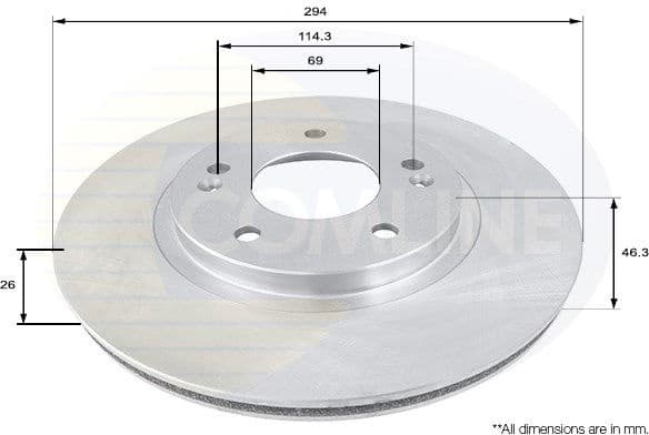 Brake disc, 1pcs FRONT ADC1050V