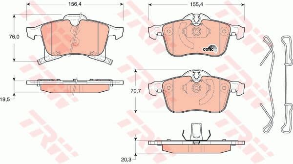 Brake pads front, Top Quality GDB1668