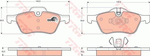 Brake Pad Set, disc brake COTEC GDB1476