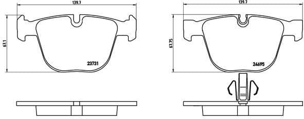 Brake pads rear, Top Quality P06053