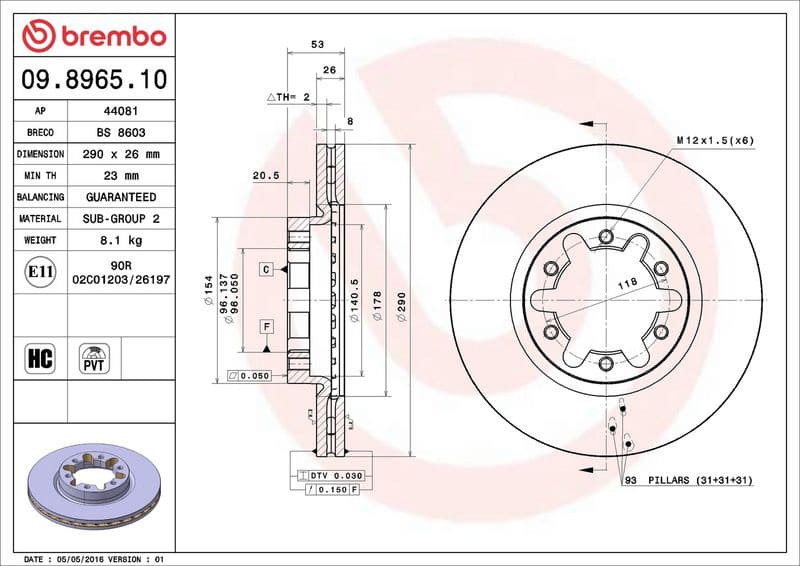 Brake Disc PRIME LINE 09.8965.10 - image 3