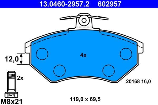 Brake Pad Set, disc brake 13.0460-2957.2 - image 2