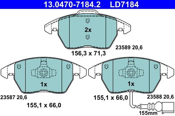 Brake Pad Set, disc brake ATE Ceramic 13.0470-7184.2 - image 2