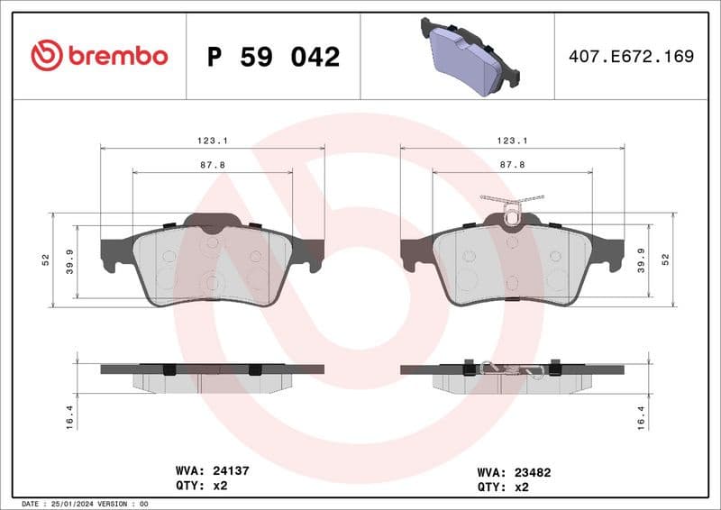 Brake Pad Set, disc brake XTRA LINE P59042X - image 2