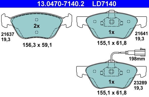 Brake Pad Set, disc brake ATE Ceramic 13.0470-7140.2 - image 2