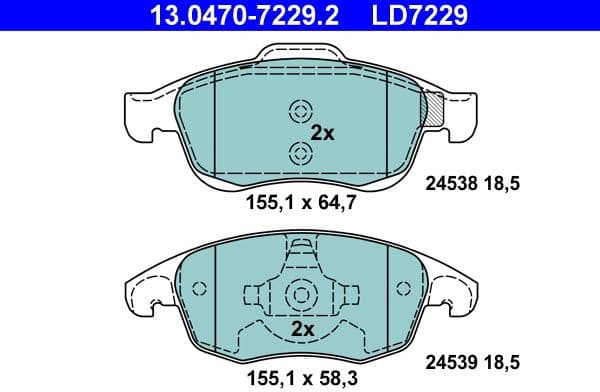 Brake Pad Set, disc brake ATE Ceramic 13.0470-7229.2 - image 2