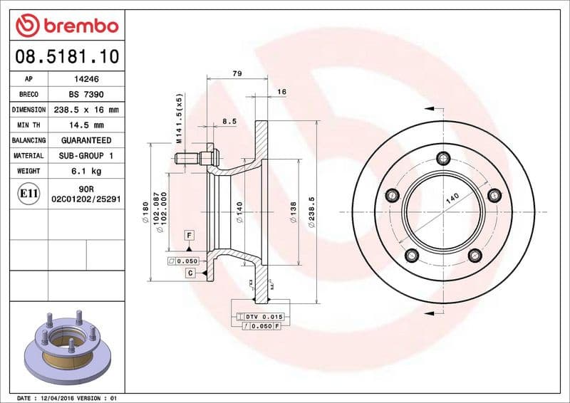 Brake Disc PRIME LINE 08.5181.10