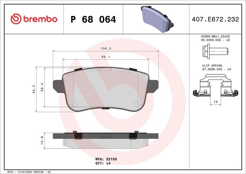 Brake pads rear, Top Quality P68064 - image 3