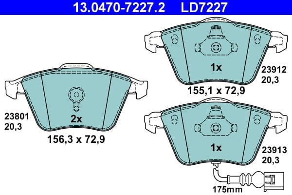 Brake Pad Set, disc brake ATE Ceramic 13.0470-7227.2 - image 2
