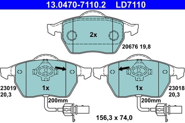 Brake Pad Set, disc brake ATE Ceramic 13.0470-7110.2 - image 2