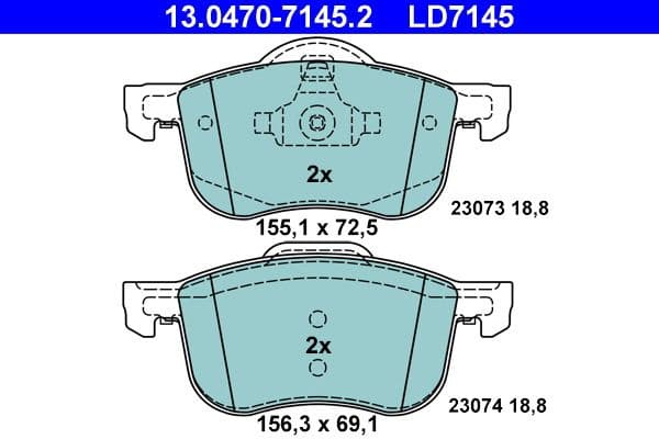 Brake Pad Set, disc brake ATE Ceramic 13.0470-7145.2 - image 2