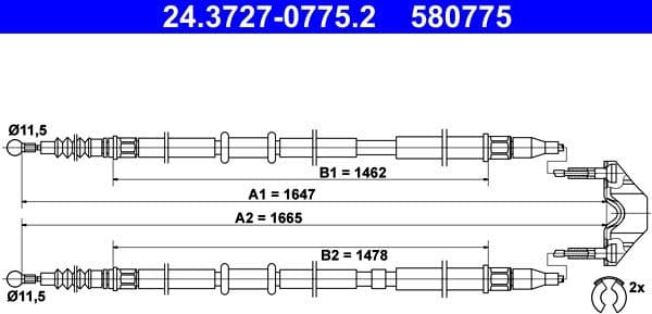 Cable Pull, parking brake 24.3727-0775.2 - image 2
