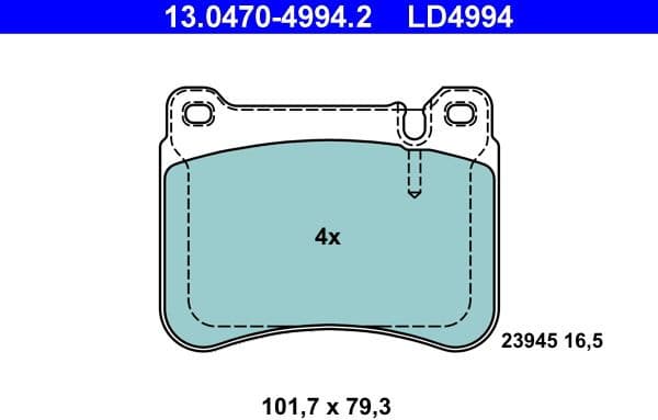 Brake Pad Set, disc brake ATE Ceramic 13.0470-4994.2 - image 2