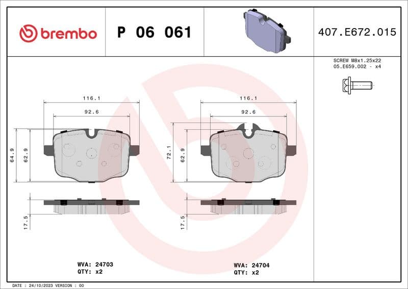 Brake pads rear, Top Quality P06061 - image 3