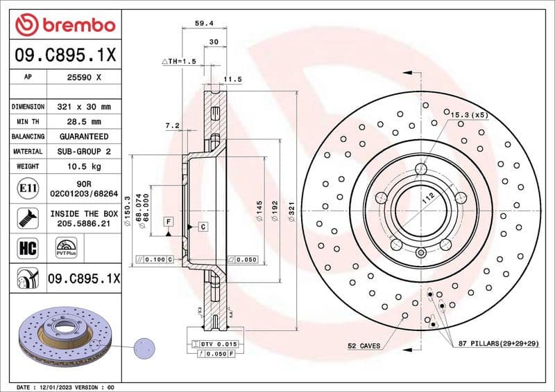Brake Disc XTRA LINE - Xtra 09.C895.1X - image 3