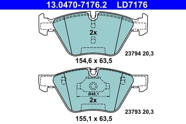 Brake Pad Set, disc brake ATE Ceramic 13.0470-7176.2 - image 2