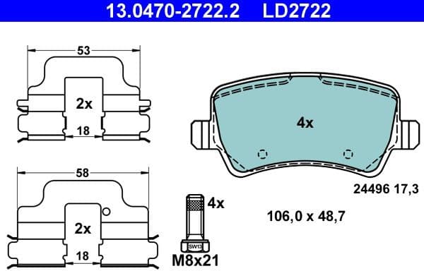 Brake Pad Set, disc brake ATE Ceramic 13.0470-2722.2 - image 2