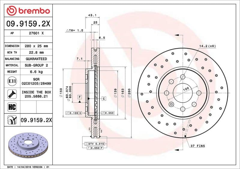 Brake Disc XTRA LINE - Xtra 09.9159.2X - image 3