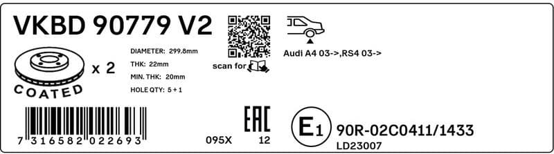 Brake Disc VKBD 90779 V2 - image 3