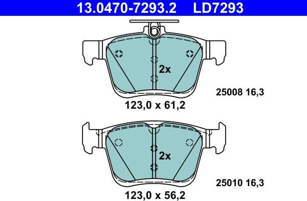 Brake Pad Set, disc brake ATE Ceramic 13.0470-7293.2 - image 2