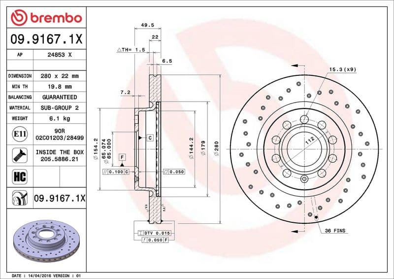 Brake Disc XTRA LINE - Xtra 09.9167.1X - image 3