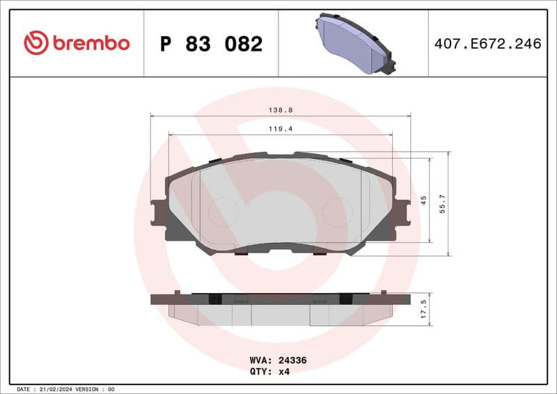 Brake Pad Set, disc brake PRIME LINE P83082 - image 3