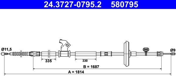 Cable Pull, parking brake 24.3727-0795.2 - image 2