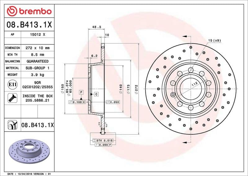 Brake Disc XTRA LINE - Xtra 08.B413.1X - image 3